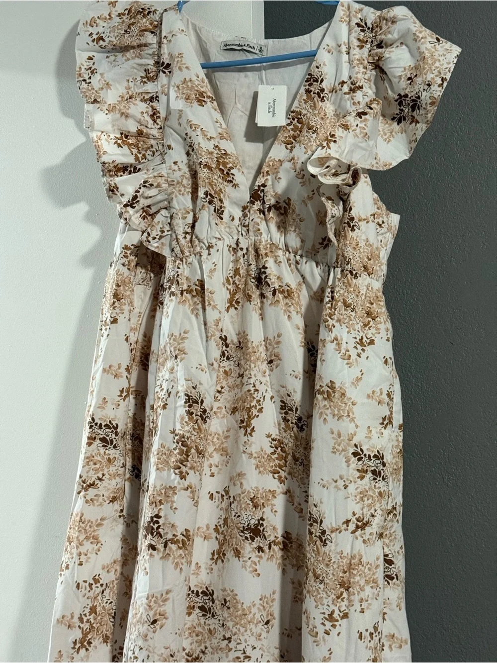 Abercrombie & Fitch Cream Dress with Brown Floral Print